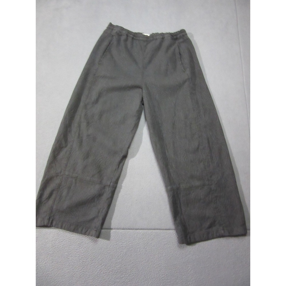 Pilcro Pants Womens Medium Gray Wide Leg Cropped High Rise Casual Drawstring
